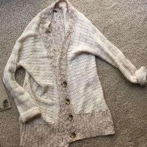 Free People cream knit cardigan